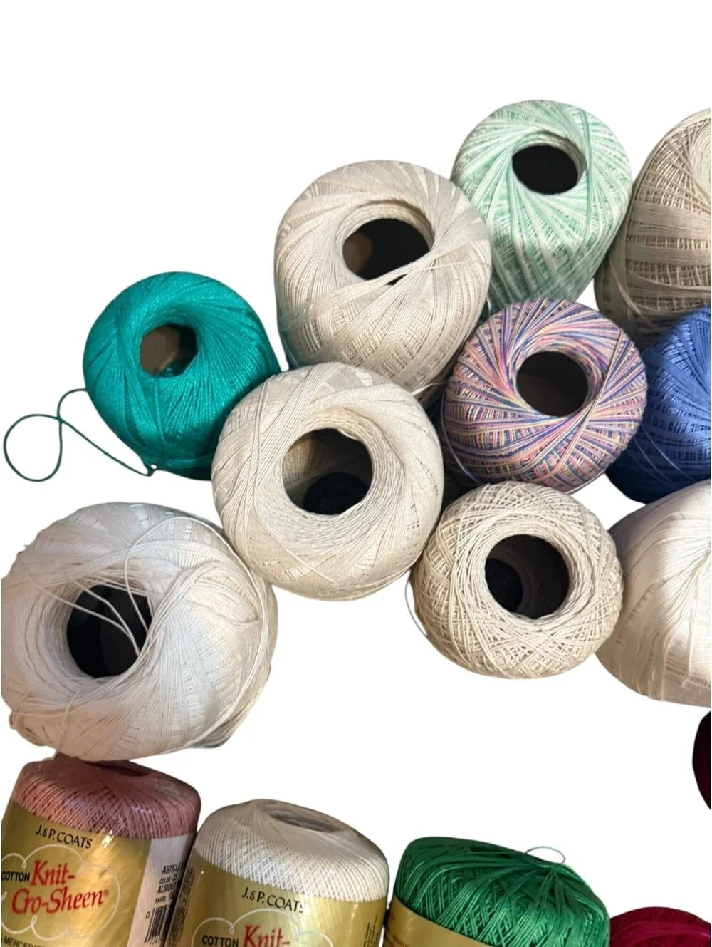 J&P Coats Knit-Cro-Sheen Cotton Crochet Thread Assorted Colors Lot